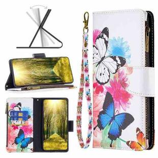 For Xiaomi 13 Lite / Civi 2 Colored Drawing Pattern Zipper Phone Leather Case(Two Butterflies)