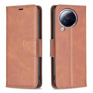 For Xiaomi Civi 3 5G Lambskin Texture Pure Color Flip Leather Phone Case(Brown)