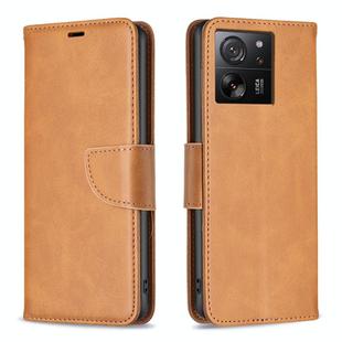 For Xiaomi 13T / 13T Pro / Redmi K60 Ultra Lambskin Texture Pure Color Flip Leather Phone Case(Yellow)