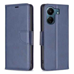 For Xiaomi Redmi 13C Lambskin Texture Pure Color Flip Leather Phone Case(Blue)