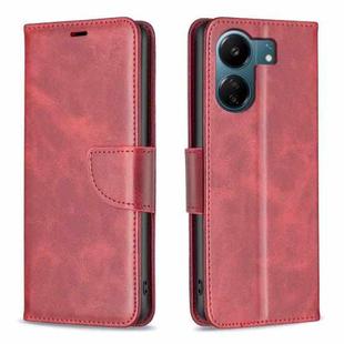 For Xiaomi Redmi 13C Lambskin Texture Pure Color Flip Leather Phone Case(Red)