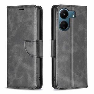 For Xiaomi Redmi 13C Lambskin Texture Pure Color Flip Leather Phone Case(Black)