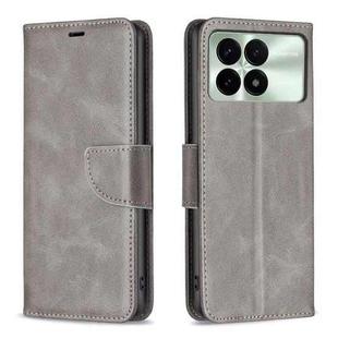 For Xiaomi Redmi K70 / K70 Pro Lambskin Texture Pure Color Flip Leather Phone Case(Grey)