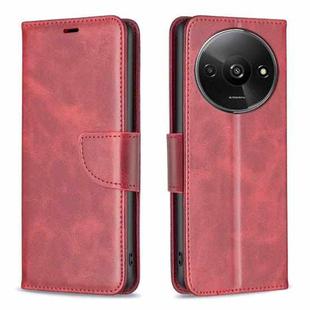 For Xiaomi Redmi A3 Lambskin Texture Pure Color Flip Leather Phone Case(Red)