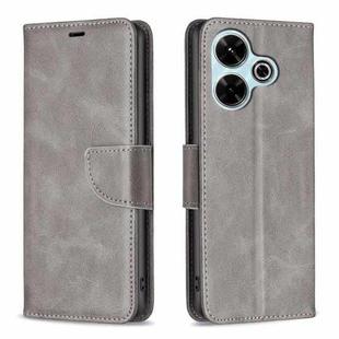 For Xiaomi Poco M6 4G / Redmi 13 4G Lambskin Texture Pure Color Flip Leather Phone Case(Grey)