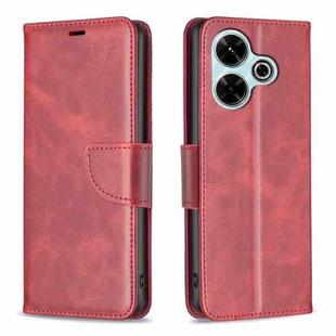 For Xiaomi Poco M6 4G / Redmi 13 4G Lambskin Texture Pure Color Flip Leather Phone Case(Red)