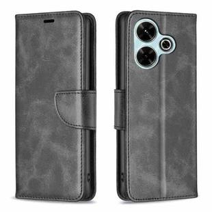 For Xiaomi Poco M6 4G / Redmi 13 4G Lambskin Texture Pure Color Flip Leather Phone Case(Black)