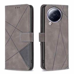 For Xiaomi Civi 3 5G Magnetic Buckle Rhombus Texture Leather Phone Case(Grey)