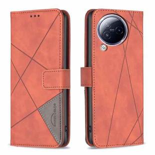 For Xiaomi Civi 3 5G Magnetic Buckle Rhombus Texture Leather Phone Case(Brown)