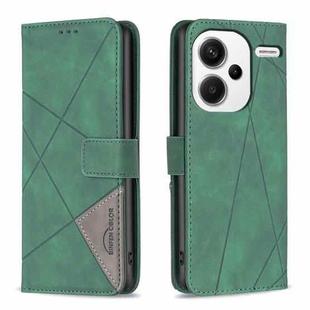 For Xiaomi Redmi Note 13 Pro+ 5G Magnetic Buckle Rhombus Texture Leather Phone Case(Green)