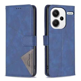 For Xiaomi Redmi Note 13 Pro+ 5G Magnetic Buckle Rhombus Texture Leather Phone Case(Blue)