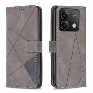 For Xiaomi Redmi Note 13 Magnetic Buckle Rhombus Texture Leather Phone Case(Grey)