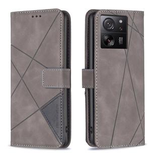 For Xiaomi 13T / 13T Pro / Redmi K60 Ultra Magnetic Buckle Rhombus Texture Leather Phone Case(Grey)