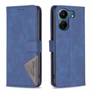 For Xiaomi Redmi 13C Magnetic Buckle Rhombus Texture Leather Phone Case(Blue)