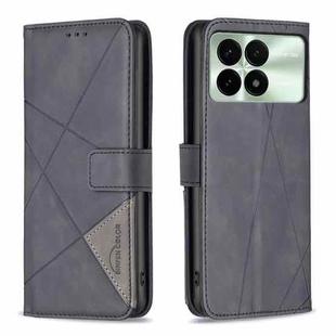 For Xiaomi Redmi K70 / K70 Pro Magnetic Buckle Rhombus Texture Leather Phone Case(Black)