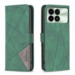 For Xiaomi Redmi K70 / K70 Pro Magnetic Buckle Rhombus Texture Leather Phone Case(Green)