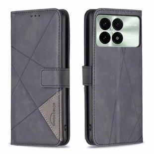 For Xiaomi Redmi K70E Magnetic Buckle Rhombus Texture Leather Phone Case(Black)