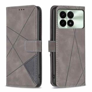 For Xiaomi Redmi K70E Magnetic Buckle Rhombus Texture Leather Phone Case(Grey)