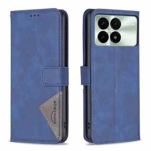 For Xiaomi Redmi K70E Magnetic Buckle Rhombus Texture Leather Phone Case(Blue)