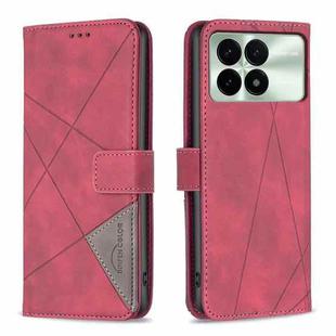 For Xiaomi Redmi K70E Magnetic Buckle Rhombus Texture Leather Phone Case(Red)