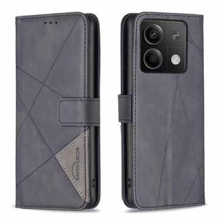 For Xiaomi Redmi Note 13 4G Global Magnetic Buckle Rhombus Texture Leather Phone Case(Black)