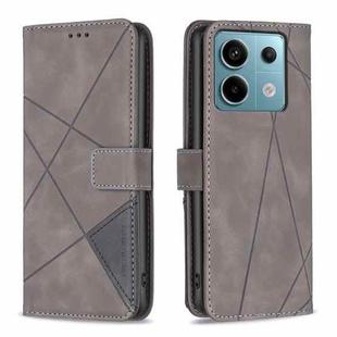 For Xiaomi Redmi Note 13 Pro 4G Global Magnetic Buckle Rhombus Texture Leather Phone Case(Grey)