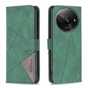 For Xiaomi Redmi A3 Magnetic Buckle Rhombus Texture Leather Phone Case(Green)