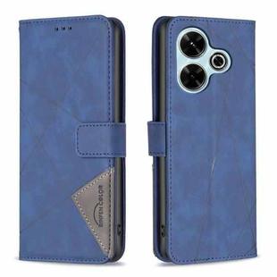 For Xiaomi Poco M6 4G / Redmi 13 4G Magnetic Buckle Rhombus Texture Leather Phone Case(Blue)