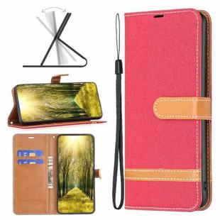 For Xiaomi 13 Lite / Civi 2 Color Block Denim Texture Leather Phone Case(Red)