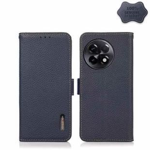 For OnePlus Ace 2 5G KHAZNEH Side-Magnetic Litchi Genuine Leather RFID Phone Case(Blue)