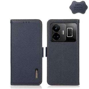 For Realme GT Neo 5 KHAZNEH Side-Magnetic Litchi Genuine Leather RFID Phone Case(Blue)