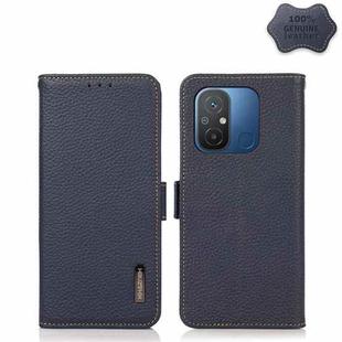 For Xiaomi Redmi 12C/Redmi 11A 4G KHAZNEH Side-Magnetic Litchi Genuine Leather RFID Phone Case(Blue)