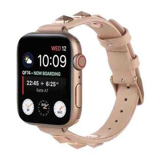 Rivet Genuine Leather Watch Band For Apple Watch Series 7 41mm / 6 & SE & 5 & 4 40mm / 3 & 2 & 1 38mm(Pink)