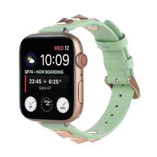 Rivet Genuine Leather Watch Band For Apple Watch Ultra 49mm / Series 8&7 45mm / SE 2&6&SE&5&4 44mm / 3&2&1 42mm(Mint Green)