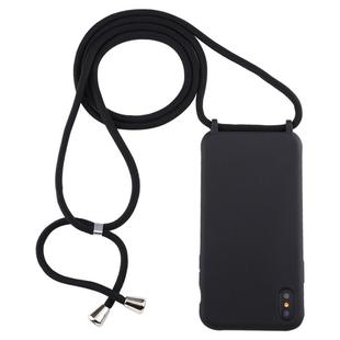 For iPhone X / XS Candy Color TPU Protective Case with Lanyard(Black)