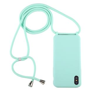 For iPhone X / XS Candy Color TPU Protective Case with Lanyard(Mint Green)