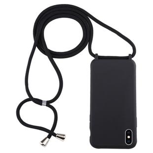 For iPhone XS Max Candy Color TPU Protective Case with Lanyard(Black)
