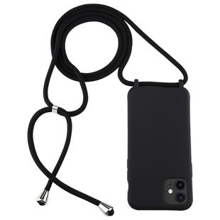 For iPhone 11 Candy Color TPU Protective Case with Lanyard(Black)