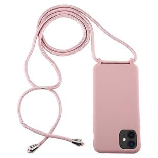 For iPhone 11 Candy Color TPU Protective Case with Lanyard(Dark Pink)