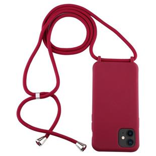 For iPhone 11 Candy Color TPU Protective Case with Lanyard(Red)