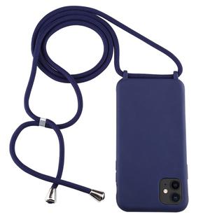 For iPhone 11 Candy Color TPU Protective Case with Lanyard(Dark Blue)
