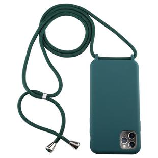 For iPhone 11 Pro Candy Color TPU Protective Case with Lanyard(Dark Green)