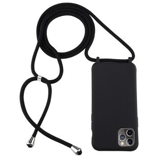 For iPhone 11 Pro Max Candy Color TPU Protective Case with Lanyard(Black)