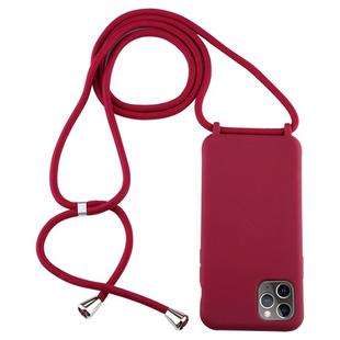For iPhone 11 Pro Max Candy Color TPU Protective Case with Lanyard(Red)