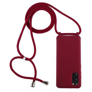 For Galaxy S20 Candy Color TPU Protective Case with Lanyard(Red)
