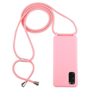 For Galaxy S20 Candy Color TPU Protective Case with Lanyard(Pink)