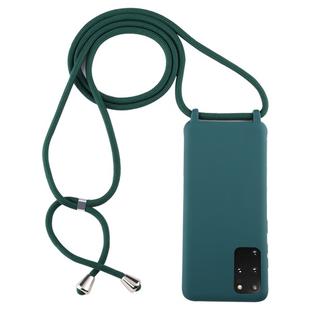 For Galaxy S20+ Candy Color TPU Protective Case with Lanyard(Dark Green)