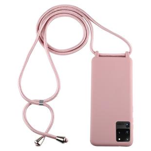 For Galaxy S20 Ultra Candy Color TPU Protective Case with Lanyard(Dark Pink)