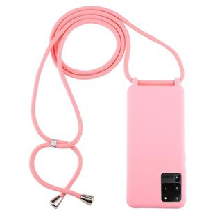 For Galaxy S20 Ultra Candy Color TPU Protective Case with Lanyard(Pink)