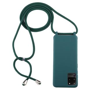 For Galaxy S20 Ultra Candy Color TPU Protective Case with Lanyard(Dark Green)
